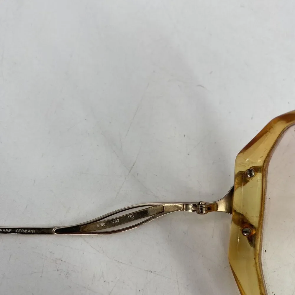 Vintage Metzler Eyeglasses Frames Amber Oversized Square 57/80 482 130 Womens